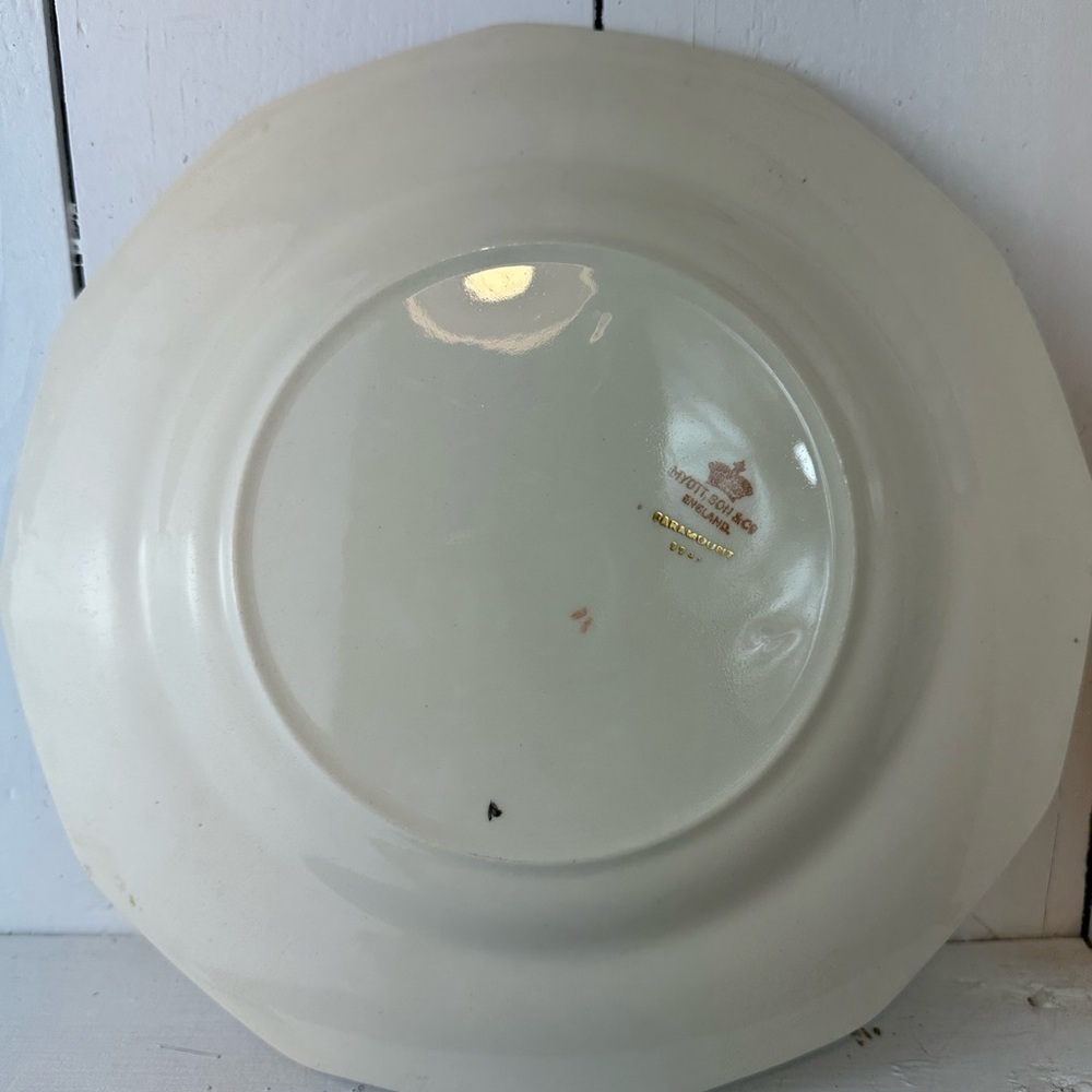 Paramount Plate by Myott Staffordshire Flowers in Vases, Multisided Gold Trim - Picture 7 of 7